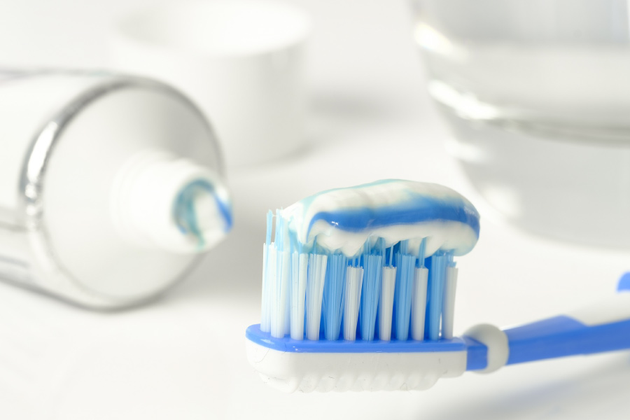 A toothbrush loaded with fluoride toothpaste. at dentist in hermitage