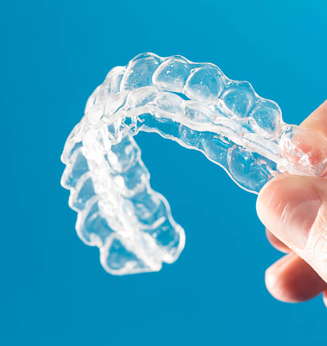 closeup of a set of clear aligners