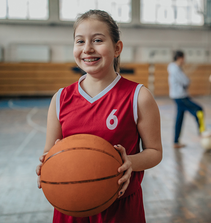 girl with basketball