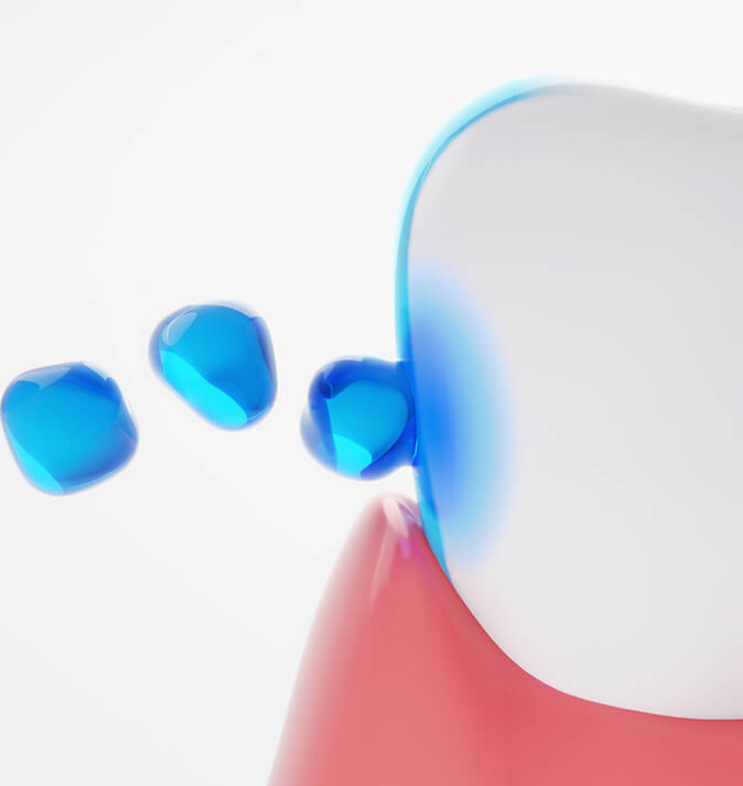 illustration of liquid being repelled by a tooth