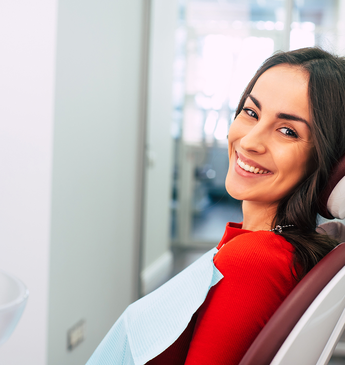 woman smiling in dental chair